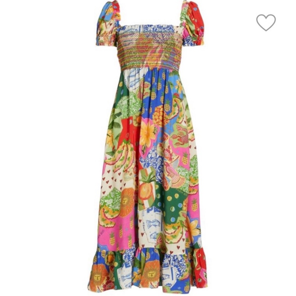 Adorable Farm Rio Tropical Smocked Back Tie Dress- L